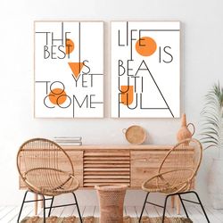 Life is Beautiful Wall Art Motivational Quotes Poster Positive Quote Print Set of 2 Prints Inspirational Quotes Wall Art