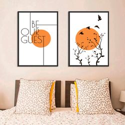 Be Our Guest Print Printable Set of 2 Prints Be Our Guest Sign Guest Room Wall Decor Poster Modern Scandinavian Art