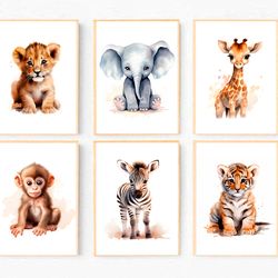 safari nursery decor safari animal prints set of 6 baby animal prints nursery wall art baby room decor nursery printable