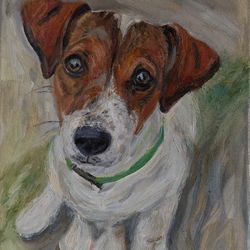 Dog portrait original oil painting on canvas