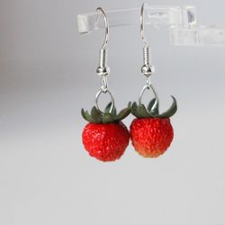 Strawberry stud earrings Berry earrings Gift for a vegan Handmade