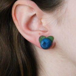 Blueberry stud earrings Berry earrings Gift for a vegan Summer jewelry