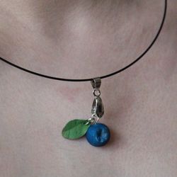 Blueberry pendant Berry pendant Gift for a vegan Summer jewelry