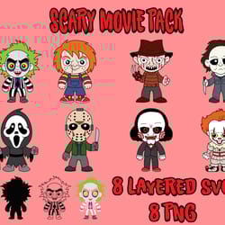 horror movie scary villain clipart, layered svg, png, transparent backgrounds