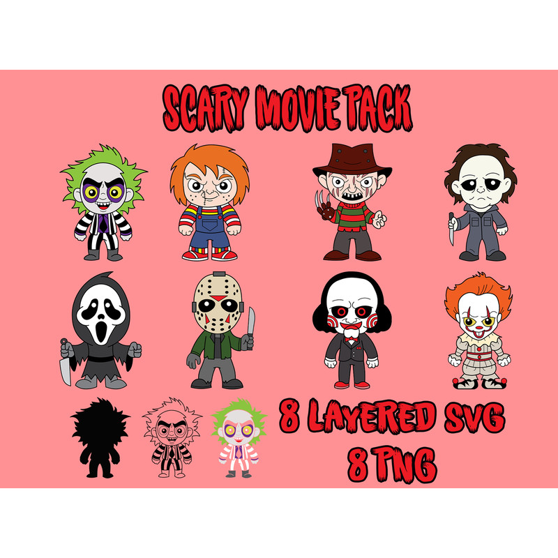 Horror Movie Scary Villain Clipart Layered SVG PNG Transparent Backgrounds 0