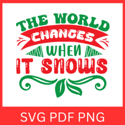 The World Changes When It Snows Svg, Christmas Svg, Winter Svg, Santa Svg, Christmas Quote Svg, It Snow Svg, Holiday SVG