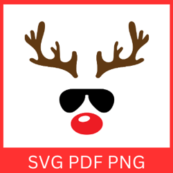 Merry Christmas Deer Svg, Christmas Deer Svg, Snowflake SVG, Reindeer Vector, Christmas Deer, Deer Face Svg