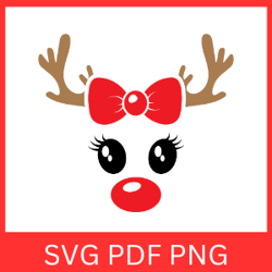 CHRISTMAS REINDEER SVG, Reindeer Clipart, Reindeer Svg, Cute REINDEER Face Svg, Girl Reindeer Svg, Christmas Deer