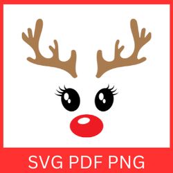 CHRISTMAS REINDEER SVG, Reindeer Svg, Cute REINDEER Face Svg, Girl Reindeer Svg, Christmas Deer Face, Girl Reindeer Svg