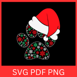 christmas dog paws svg, christmas svg, dog paw svg, santa hat svg, dog foot print svg, dog feet svg, santa paw svg