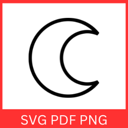 moon svg, crescent moon svg, half moon svg, moon clipart, moon silhouette, moon cricut svg, half moon shape