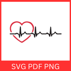 Love Heart Beat Vector Art Svg, Heartbeat Line Love Heart SVG, Heartbeat Pulse Clip Art, Heartbeat SVG, Life Line SVG
