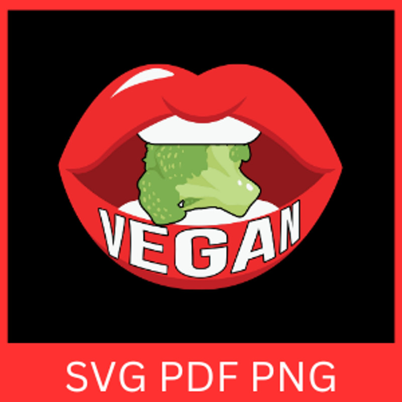 Vegan Lips Broccoli Svg Vegan Food Svg Lips SVG Red Lips Svg Vegan Food Svg Broccoli Vegetable Svg Vegan Lips Svg 0