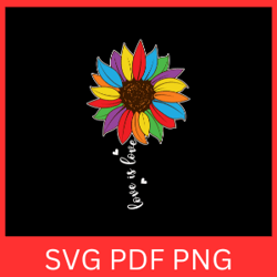 love is love svg, rainbow sunflower svg, rainbow svg, love sunflower svg, flower svg, inspirational svg