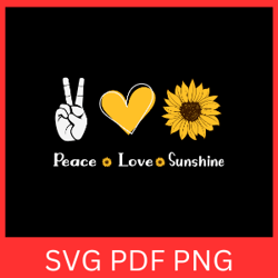 peace love sunshine svg, sunflower svg, hand peace sign svg, peace love svg, hand drawn heart svg,love svg