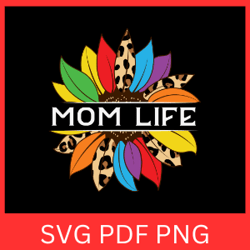 rainbow sundlower mom svg, mom with sunflower design svg, sunflower svg, mother svg, mom life svg, mom life sunflower