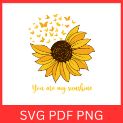 you are my sunshine svg, sunshine svg, inspirational quote svg, sunflower svg, floral svg, half sunflower clipart svg