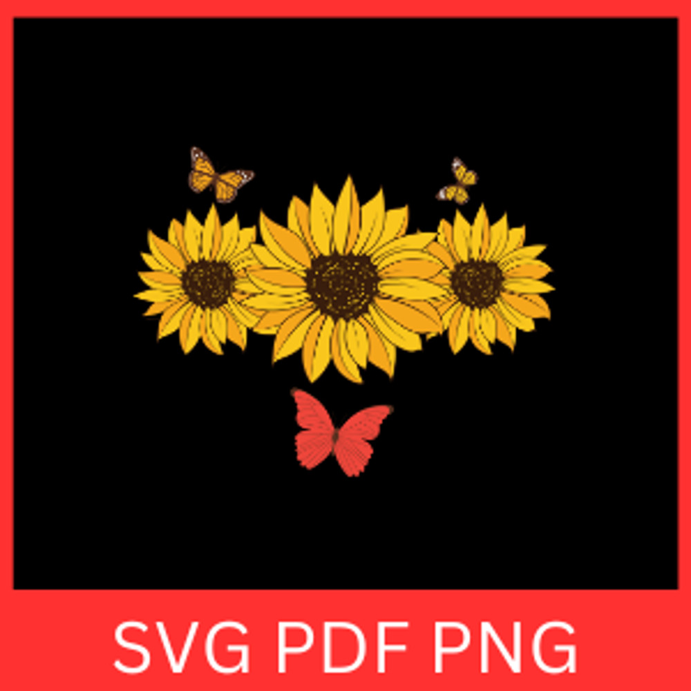 Sunflower Butterfly SVG Sunflower Svg Butterfly Svg Flower Butterfly Svg Sunflower Svg Design Sunfl 0