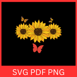 sunflower butterfly svg, sunflower svg, butterfly svg, flower butterfly svg, sunflower svg design, sunflower butterflies