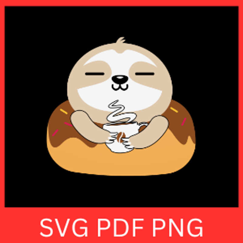 Sloth With Coffee Cup Svg Coffee Cup Svg Sloth Svg Coffee Lover Svg Sloffee Svg Baby Sloth Svg Cute 0
