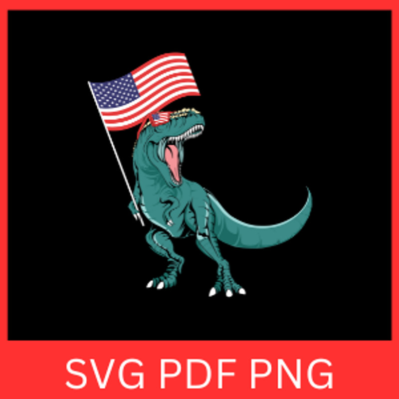 4th Of July Dinosaur SVG Patriotic Dinosaur Holding American Flag Svg Independence Day Svg Dino Wit 0