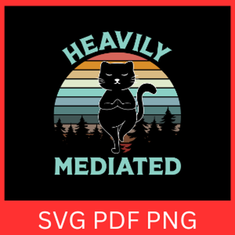 Heavily Mediated Svg Reflect Cat Yoga Design Svg Cute Meditation Cat Svg Cat Yoga Svg Cute Cat SVG 0
