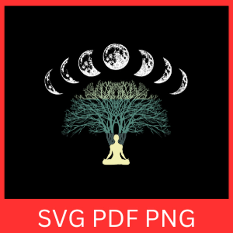 Tree Of Life Spiritual Moonphases Yoga Svg Yoga Meditation Svg Hippy Moon Tapestry Svg Mystical Moo 0