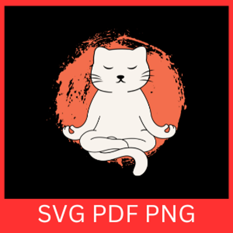 Cat Yoga Svg Cat Meditation Svg Funny Zen Meditating Cat SVG Namaste Svg Cute Meditating Cat SvgMed 0