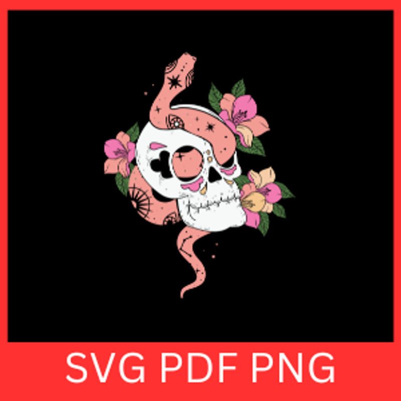 Floral Snake Skull Svg Flower Skull Svg Snake Skull Svg Skeleton Svg Pink Skull Svg Cute Pink Hallo 0