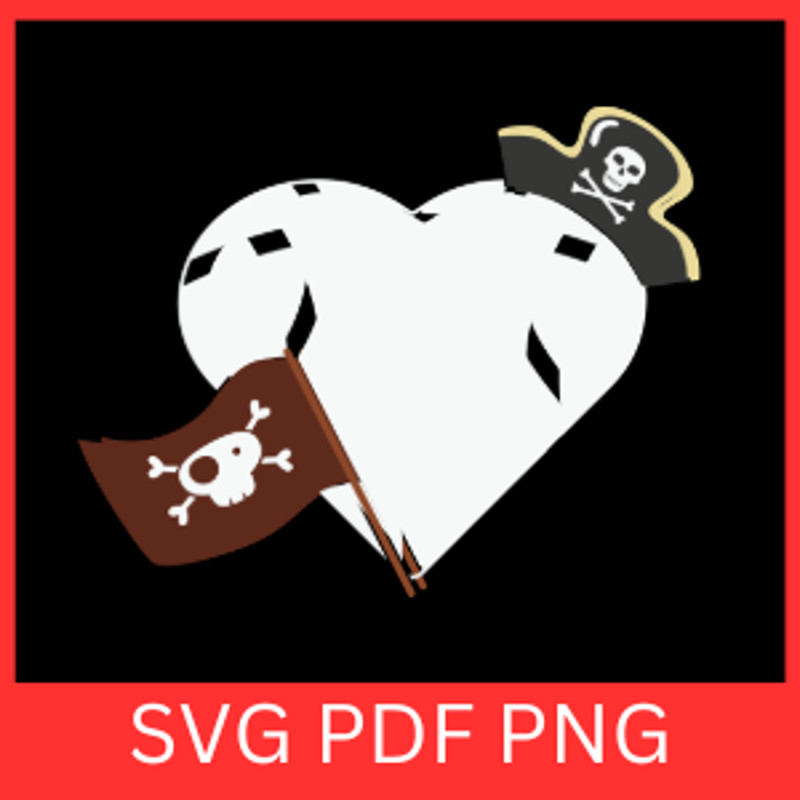 Pirate Heart BasketBall Svg Pirates Skull SVG Pirate Flag SVG Skull And Crossbones Svg Clipart 0