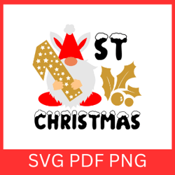 christmas gnome png, xmas gnome png, gnome 1st christmas svg, merry christmas svg, red gnome svg, 1st christmas clip art