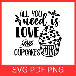 all you need is love and cupcakes svg, love cupcake svg, christmas cupcake png, all you need is love svg,christmas quote
