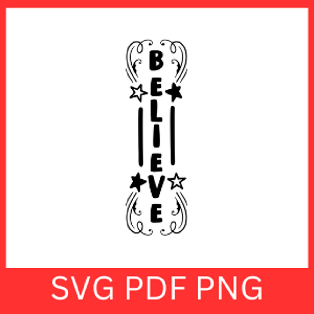 Believe Svg Vector Christmas Svg Christmas Star Svg Shinning Star SVG Believe Word SVGBelieve Styli 0