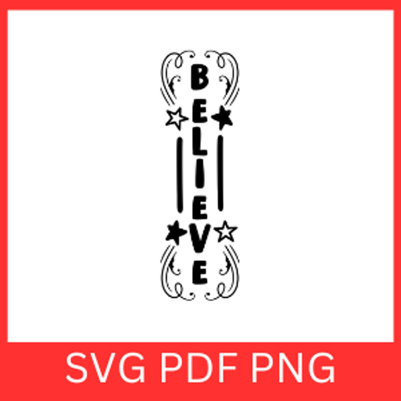 Believe Svg Vector Christmas Svg Christmas Star Svg Shinning Star SVG Believe Word SVGBelieve Styli 0