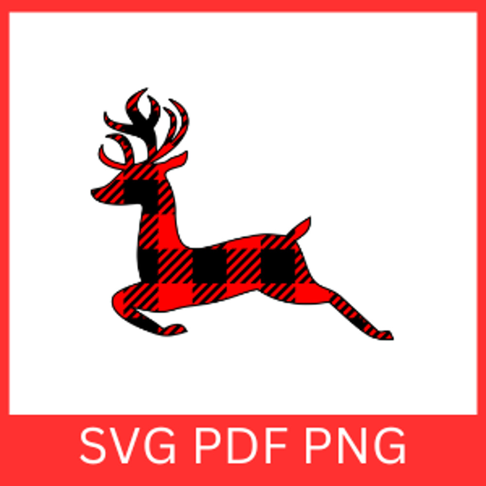 Jumping Reindeer Plaid Christmas Svg Jumping Reindeer Svg Reindeer Svg Christmas Reindeer SVG Deer 0
