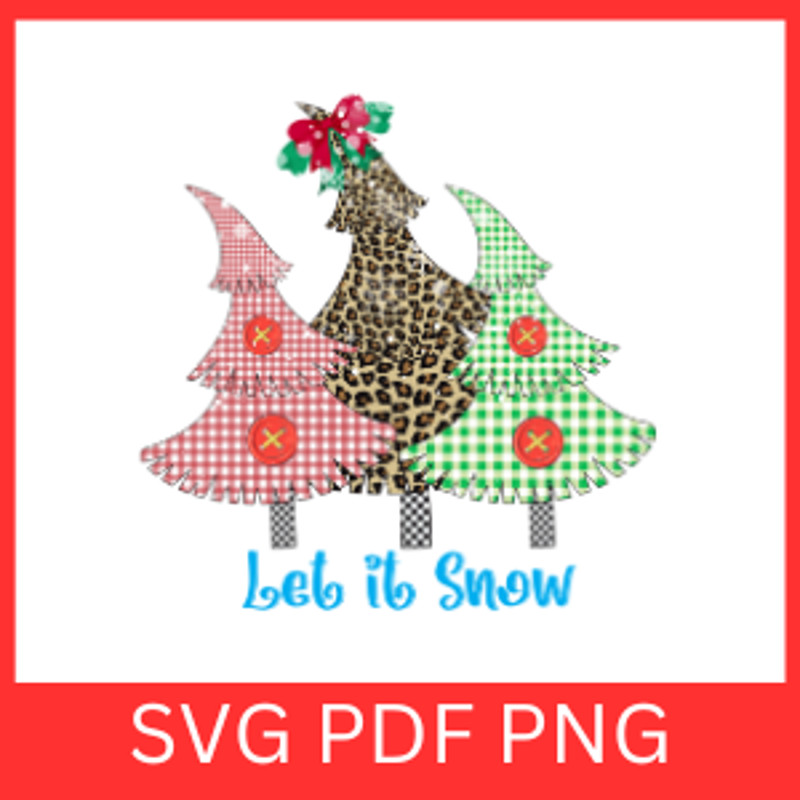 Let It Snow Svg Christmas SVG Merry Christmas Png Snowflake Svg Winter Svg Leopard Christmas Trees 0