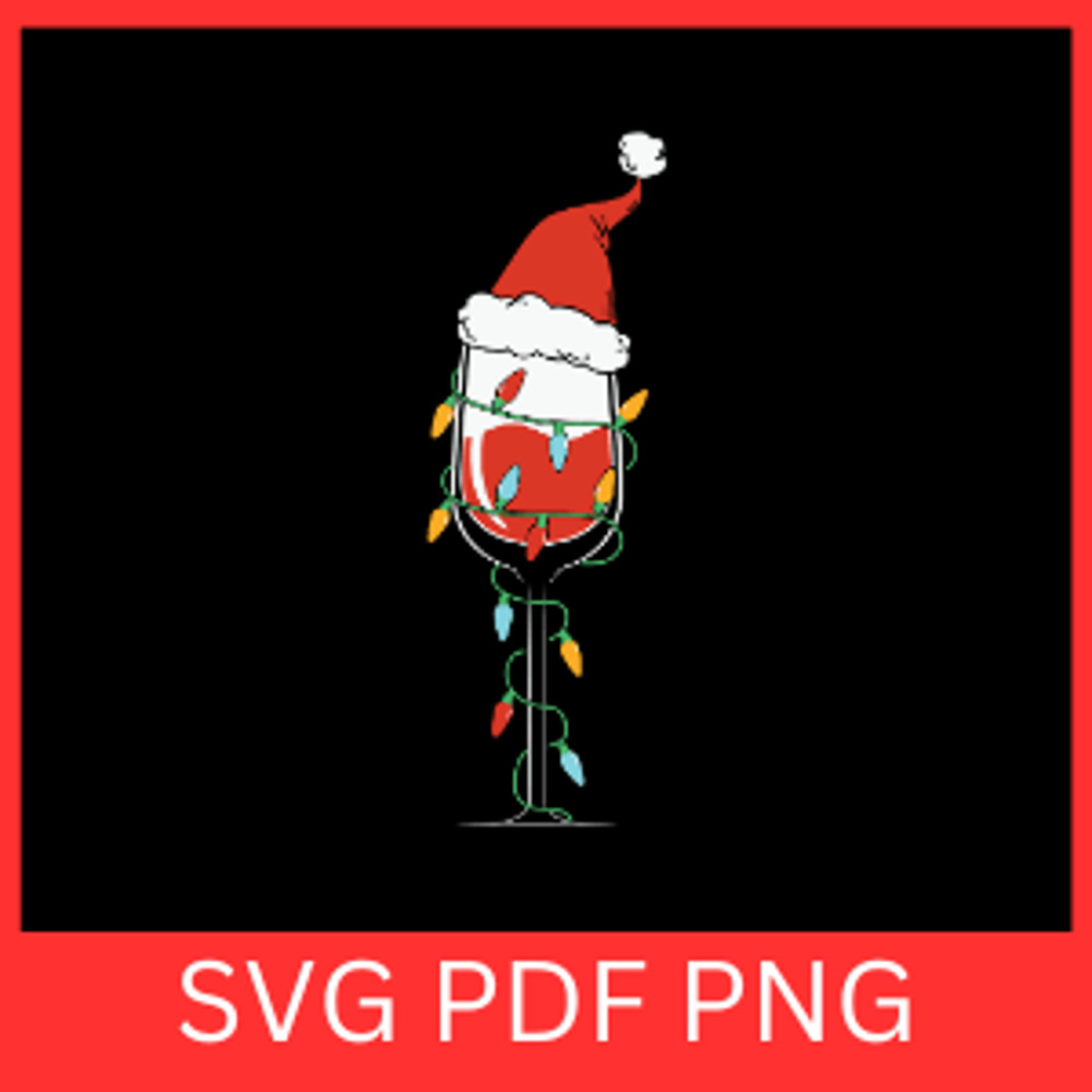 Christmas Light Wine Glass SvgChristmas Cheers Svg Cheers Svg Cheers Wine Glass With Santa Hat Svg 0