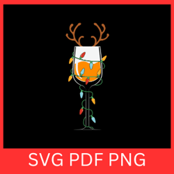 christmas light wine glass reindeer svg, lighted wine svg, wine glass reindeer svg, holiday wine clipart svg, xmas svg