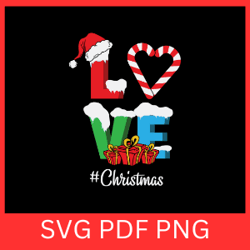 love christmas svg, love christmas snow svg, christmas svg design, christmas candy cane heart svg, santa hat clipart svg