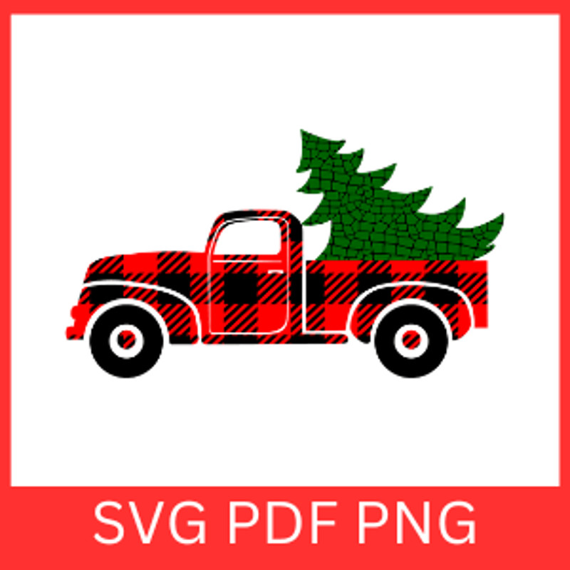 Plaid Christmas Pine Tree Truck Svg Merry Christmas Svg Png Christmas Truck Svg Red Truck Svg Chris 0