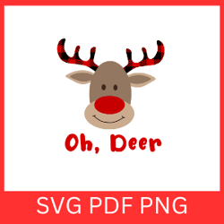 oh deer svg, reindeer svg, kids christmas svg, christmas svg, reindeer face svg, cute deer, peeking reindeer svg