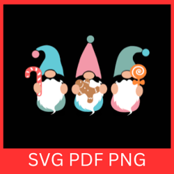 christmas three gomies svg, gnomie svg, three gnomies svg, little gnomies svg, gnomies with candy and gingebread svg