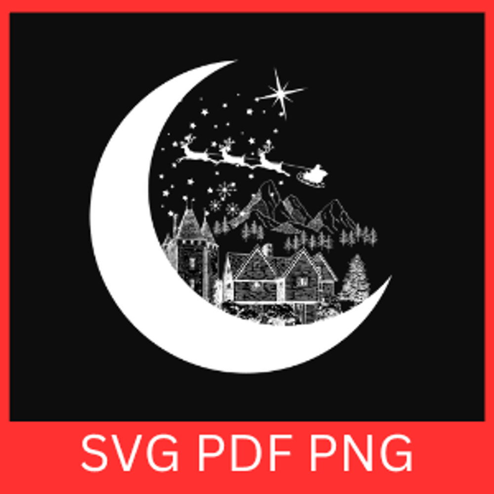 Christmas Scene Svg Christmas Village Svg Christmas Moon Svg Santa Christmas Svg Christmas Deer And 0