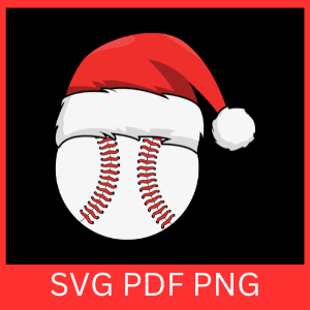 Christmas Baseball Santa Hat Svg Baseball Christmas SvgSanta Hat Svg Baseball Player SvgBaseball Ga 0