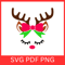 Reindeer With Pink Bow SVG Reindeer Face Svg Antlers Svg Girl Reindeer Svg Reindeer Face Svg Antler 0