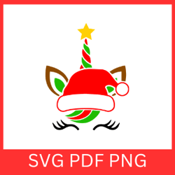 santa hat unicorn svg, christmas svg, unicorn face svg, santa hat svg, merry christmas svg, xmas unicorn svg