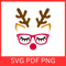 Cute Reindeer Face SVG Christmas Reindeer Antlers SVG Deer With Eyelashes Glasses SvgReindeer SVG C 0