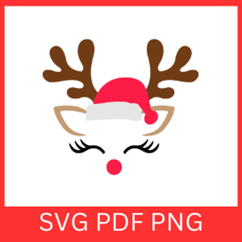 Reindeer Svg Girl Reindeer SVG Cute Reindeer Face Svg Santa Hat Reindeer SVG Christmas Svg Christma 0