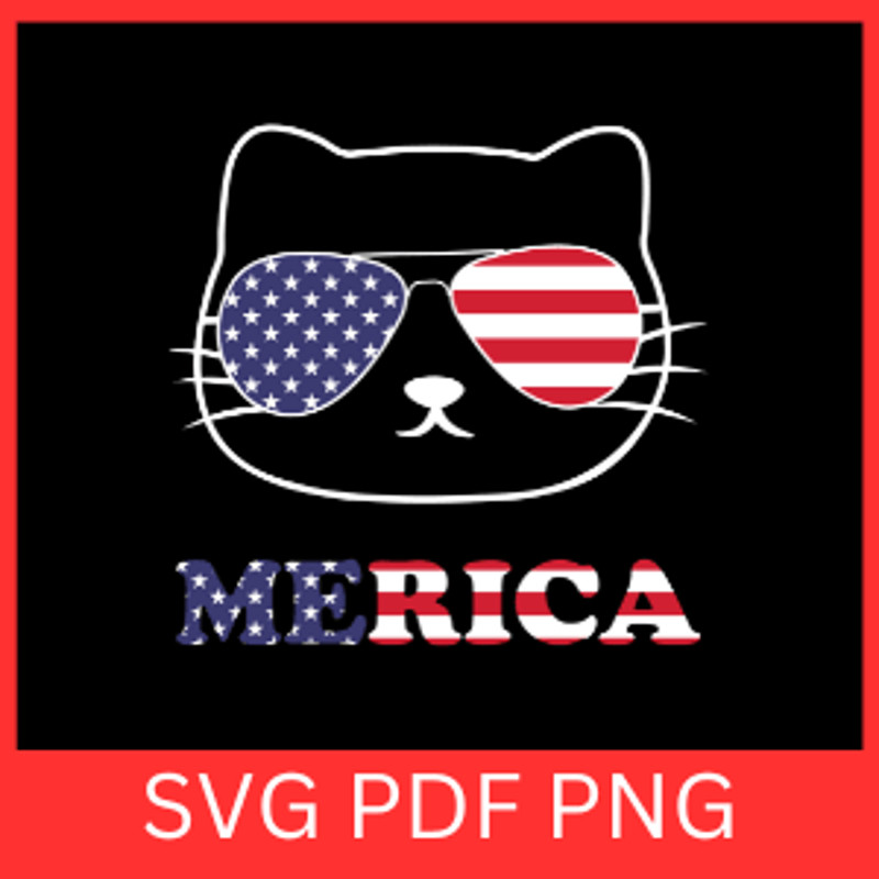 Cat Merica Svg Meowica Svg Cute Cat 4th Of July Svg Fourth Of July Svg Patriotic Svg American Flag  0