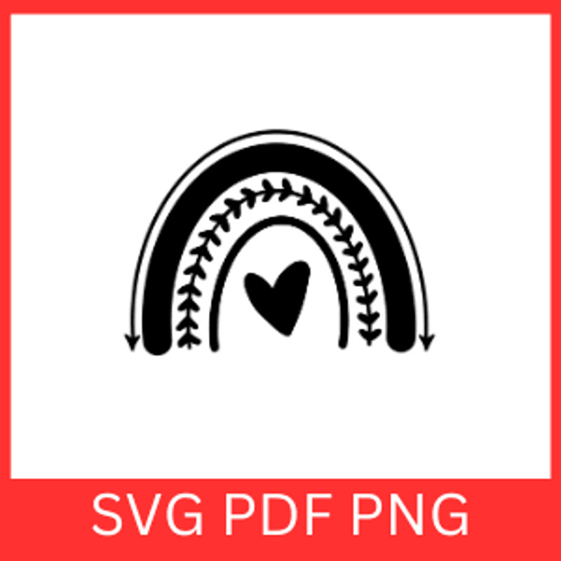 Boho Rainbow SVG Rainbow Heart SVG Rainbow SVGRainbow With Heart SvgPastel Rainbow Clipart SvgHand 0